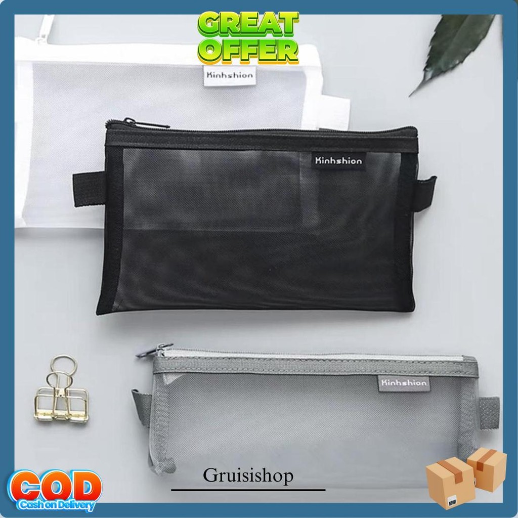 

Kotak Pensil Polos Mesh Jaring Transparan / Tempat Pensil Kapasitas Besar Kotak Pensil Laki Laki Cowok / Make Up Pouch Bening Polos Terlaris