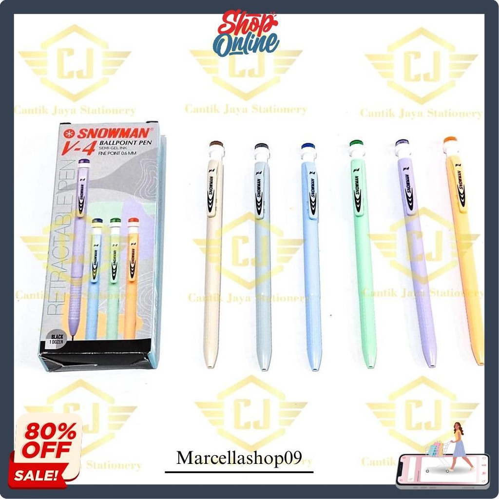 

[ 1 Box / 12 Pcs ] Pulpen Pen Pena Snowman V4 Cod