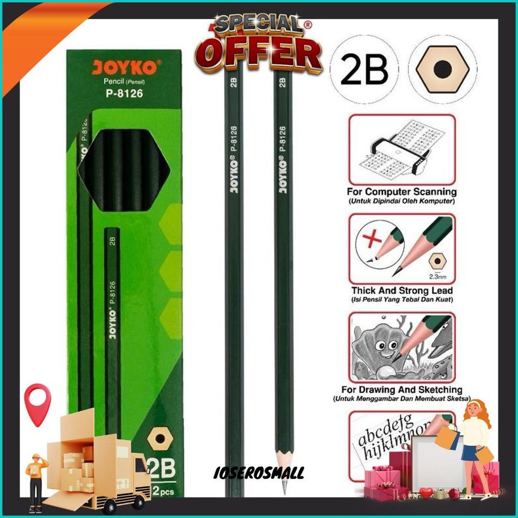 

Pensil Pencil Joyko P-8126 2B 1 Box 12 Pcs Original Produk