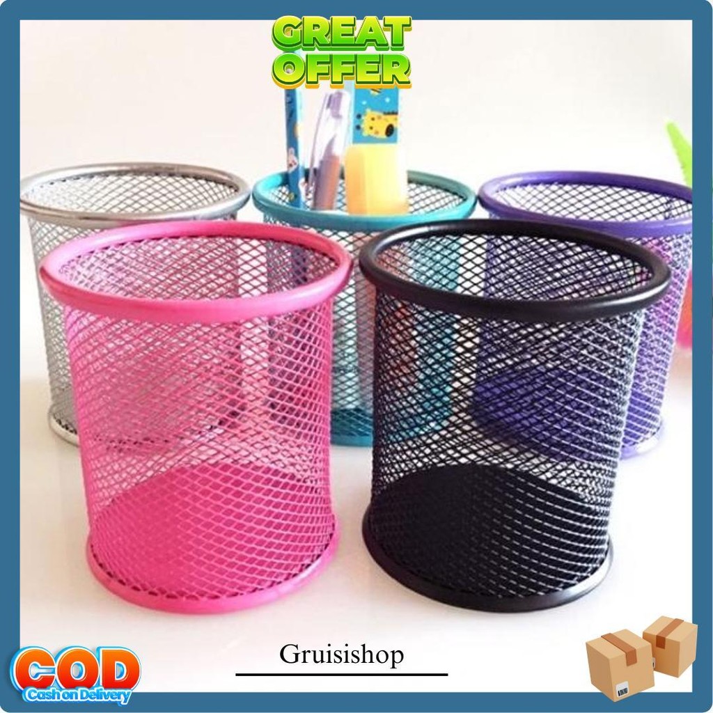 

Tempat Bolpen Pensil Alat Tulis Keranjang Besi Meja Gratis Ongkir