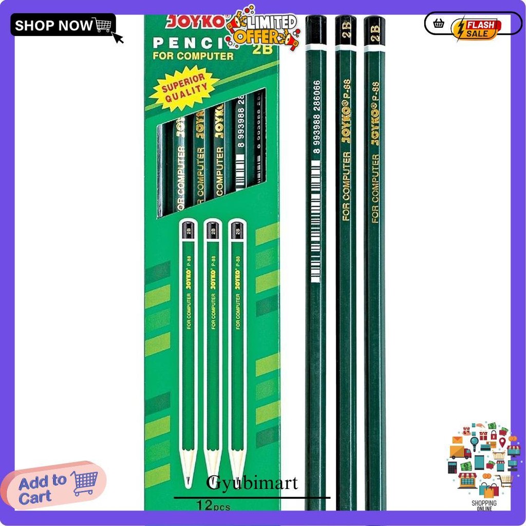 

Pensil 2B Joyko P-88 Hijau (12 Pcs) Untuk Ujian & Menggambar Bisa Cod