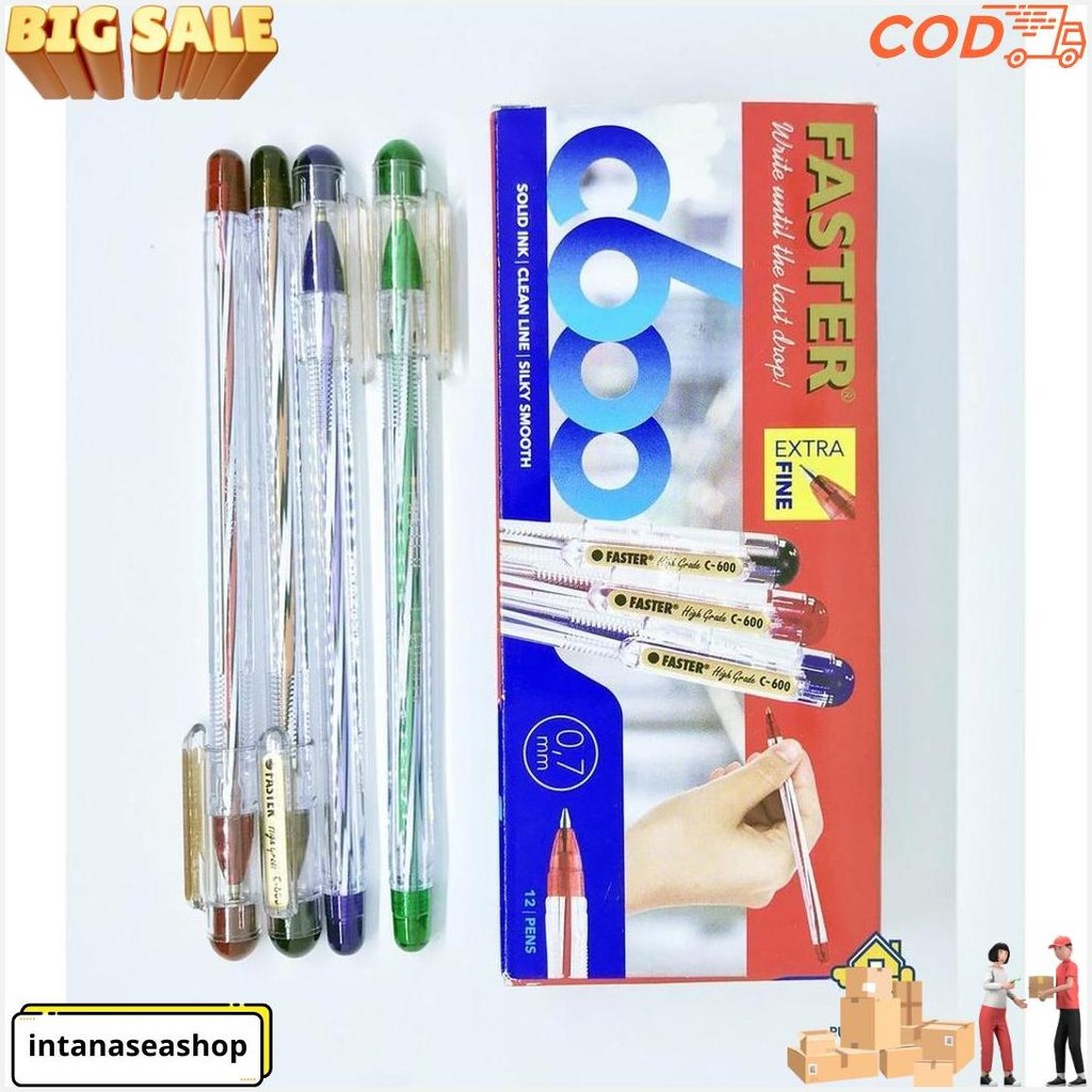 

Bolpen Pulpen Bolpoin Pena Faster C600 / C 600 / C-600 Extra Fine 0.7Mm Perpak Gratis Ongkir
