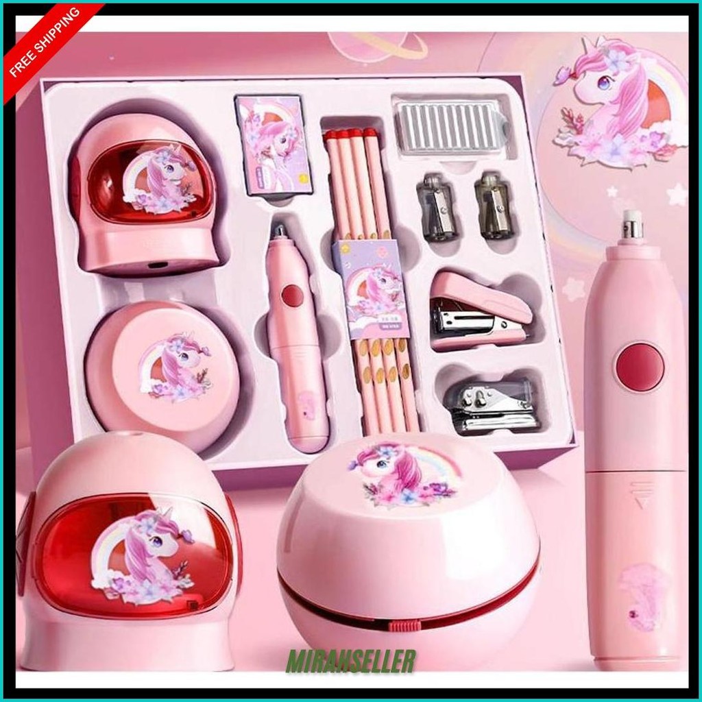 

Loooopy Electric Stationery Set / Set Alat Tulis Elektronik Rautan Penghapus Vacuum Pencil 11 In 1/Set Alat Tulis Elektronik Belajar Anak Perempuan Kado Siap Kirim