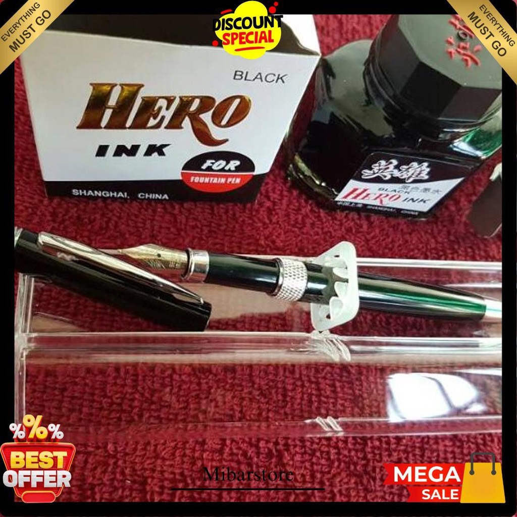 

Paket Murah..Fountain Pen Genius Black Nib M Dan Tinta Hero Ink Original Original Produk