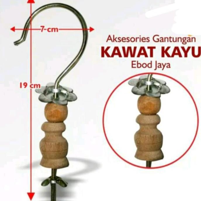 IQR-914 Gantungan Kawat EBOD JAYA Pion Kayu Pion Plastik 1 Pak Isi 10 Cantolan Sangkar Burung Kecil 
