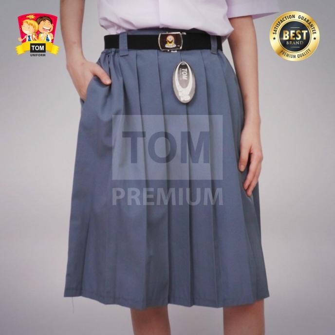 Promo Seragam Tom - Rok Sma Rempel Karet Pendek Abu