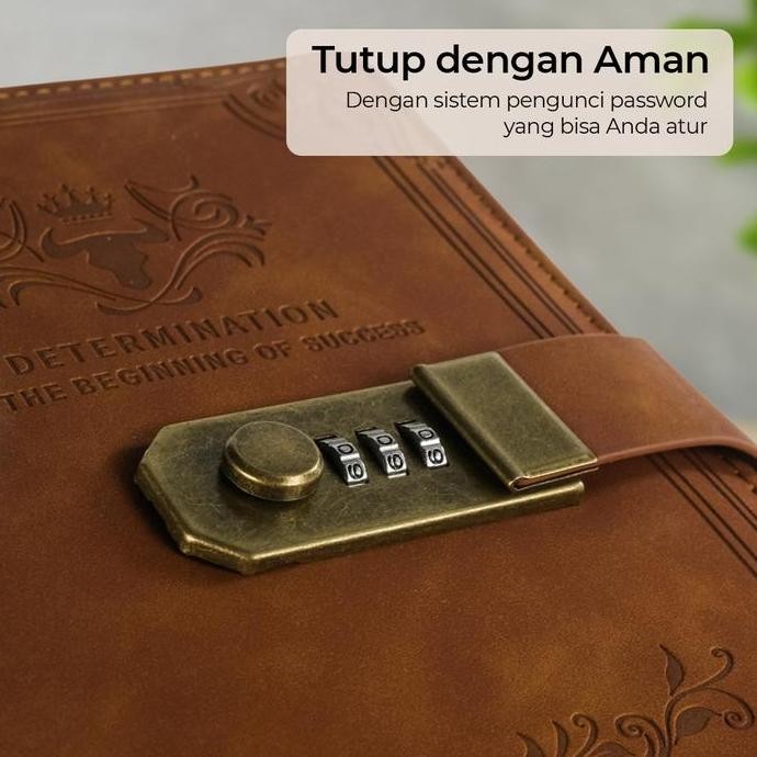 

New!! Toddi Buku Jurnal Leather Diary A5 68Gsm 200 Halaman Grid With Lock - Td100