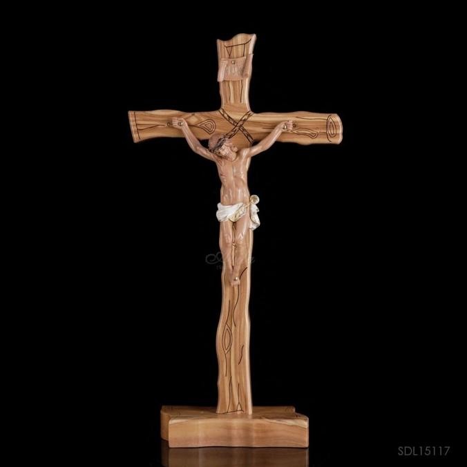 @#@#@#] Salib Duduk Kayu Olive Tronchetto Rohani Katolik