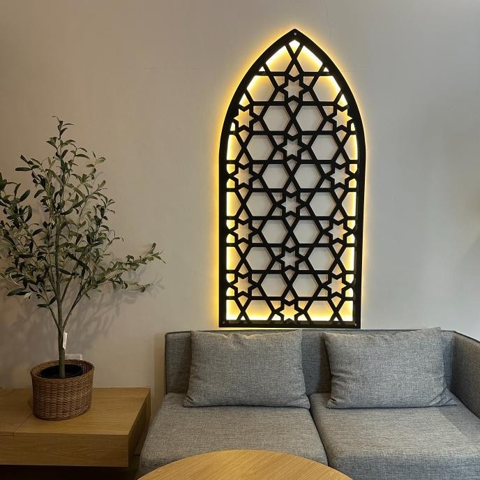 Murah Hiasan Dinding Mihrab Mushola Rumah - Dekorasi Mihrab Dinding + Led