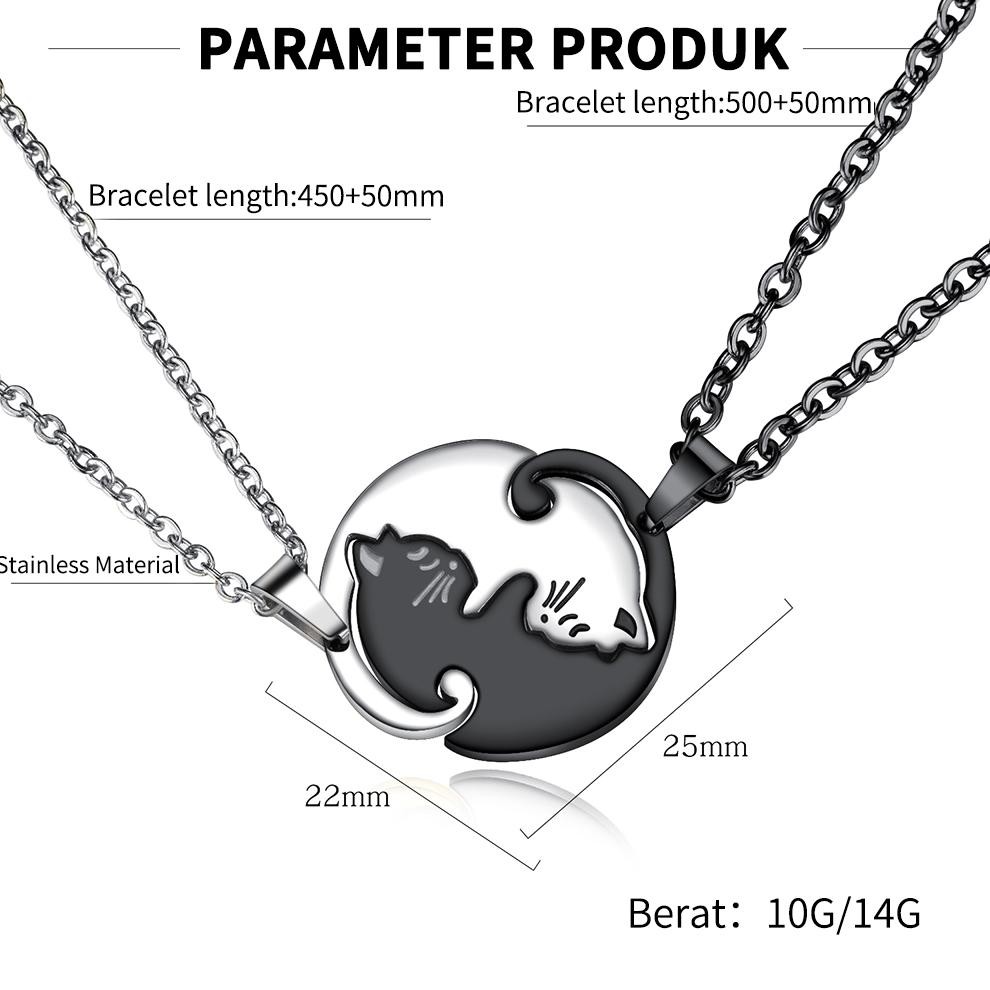 SPECIAL OLEVS Kalung Titanium Hijab Couple Pria Wanita Anti Karat Asli Bentuk Kitten Necklace Lionti