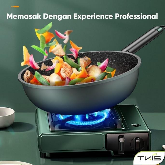 Grosir Tkis Wajan Batu Medis Wajan Anti Lengket Tahan Gores 32Cm Wajan Hijau