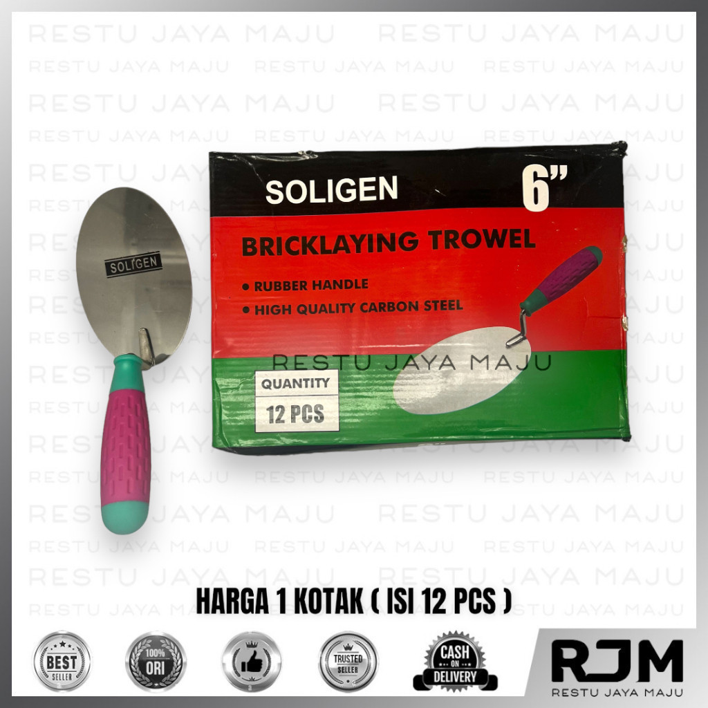 [12 pcs]  SOLIGEN Cetok Bulat Gg Karet  6 7 8 " inch Sendok Semen  rj