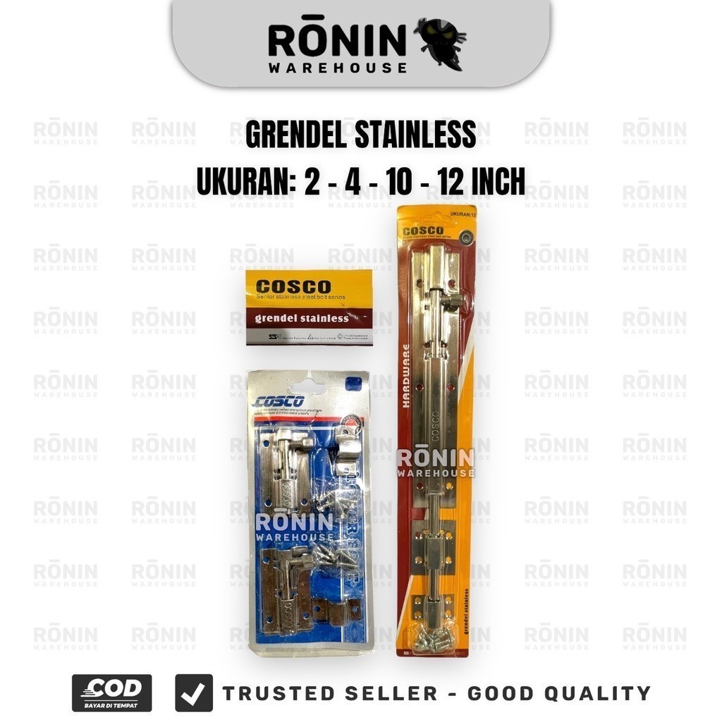 COSCO Grendel Stainless 2 4 10 12" inch Pengunci Selot Kunci Pintu Gerendel Slot