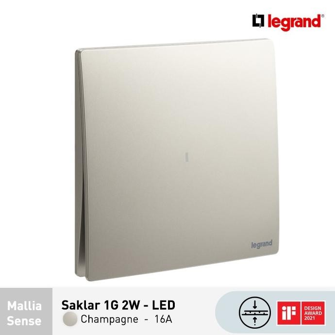 Murah Legrand Saklar Mallia Sense 1G 2W - Indikator - 16A - Champagne Non COD
