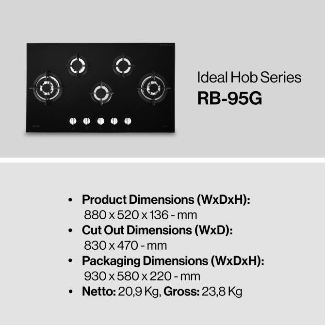 Sale Built-In Gas Hob Kompor Gas Tanam 5 Tungku Rinnai Rb-95G