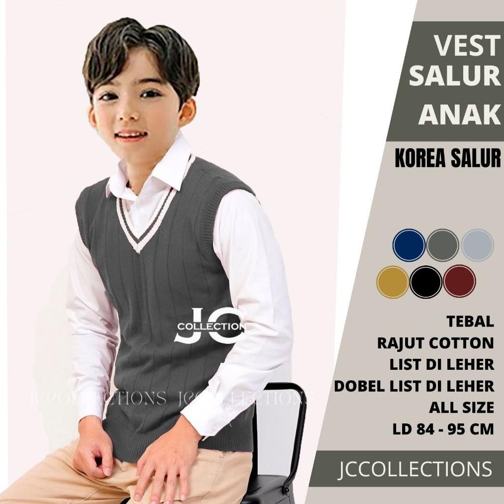 Rompi Rajut Anak / Vest Anak Sekolah Unisex Salur / Rompi Rajut Anak Seragam / Vest Seragam Sekolah