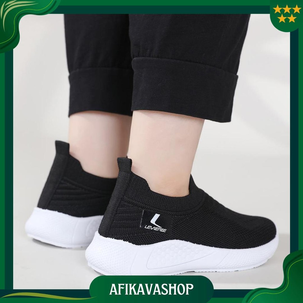 Lyt Free Box Lv0438 Sepatu Sneakers Hitam Tanpa Tali Anak Dan Wanita Slip On Anak Dan Wanita Ori