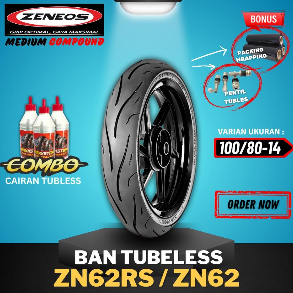 edf-62 .[Ready Cod] Ban Zeneos ZN62RS / ZN62 Ring 14 (80/80-14 / 90/80-14 / 100/80-14 ) / Ban Tubele