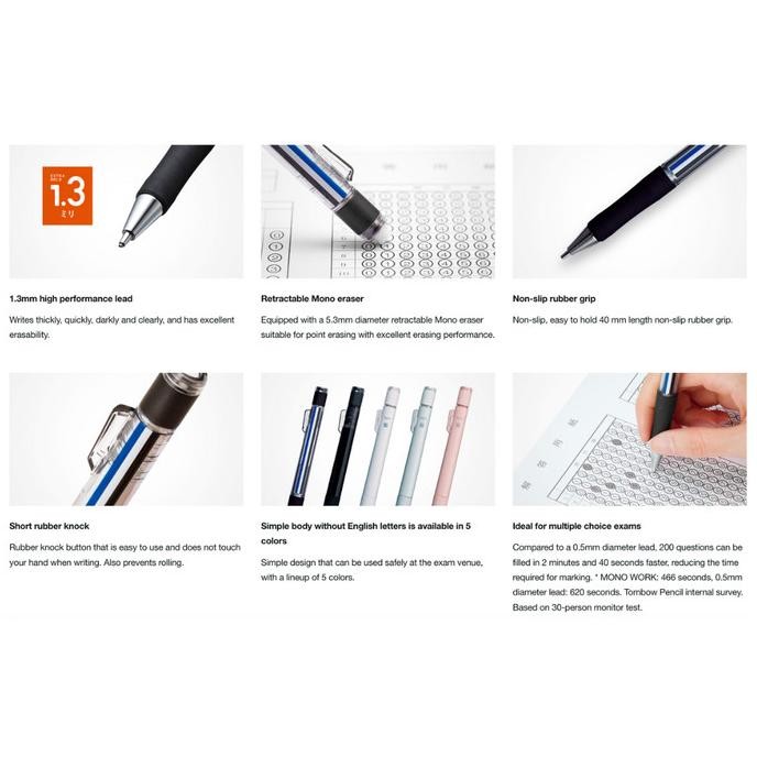 

Murah!! Tombow Mono Work Mechanical Pencil 1.3Mm With Rubber Grip Pensil Mekanik Tebal Untuk Ujian