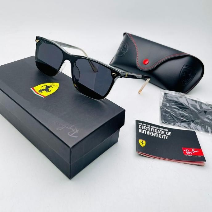 Terlaris New Kacamata Sangglass Hitam Rayban006 Edition Ferrari 7720 Polarized + Uv400 Antiradiasi /