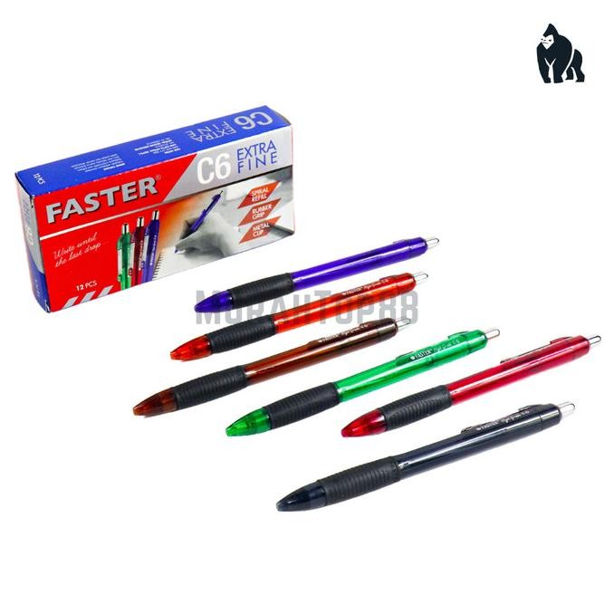 

Murah!! [12 Pcs] Pulpen Pen Faster C6 Extra Fine / Ballpoint Cetek Hitam Biru