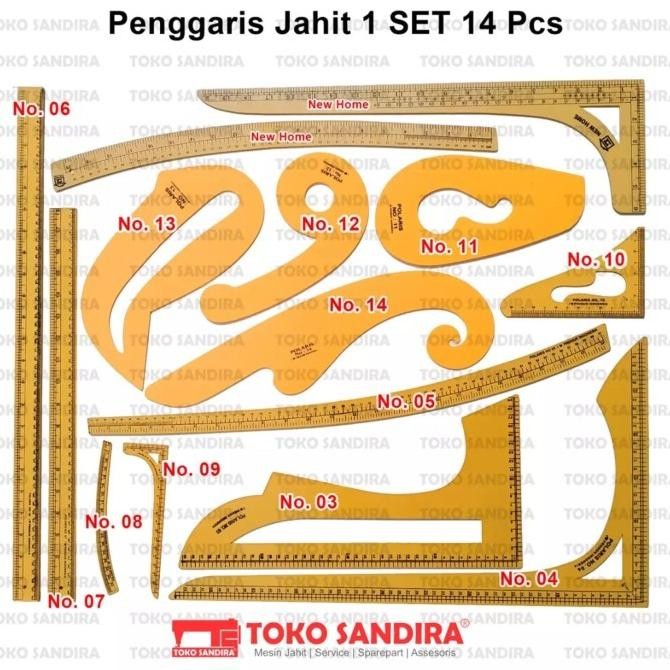

Murah!! 14 Pcs Penggaris Pola Jahit /Penggaris Komplit/Penggaris 1 Set