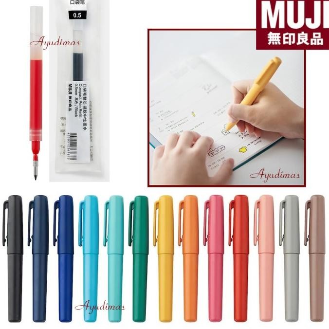 

Murah!! Muji Compact Gel Ink Ballpoint / Pocket Pen Cap Type - Bolpen / Refill
