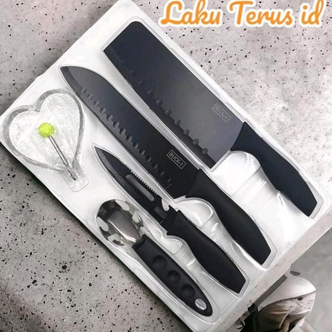 Sale Lt Pisau Set Buck I 5In1 Black Kitchen Knife Alat Kitchenware