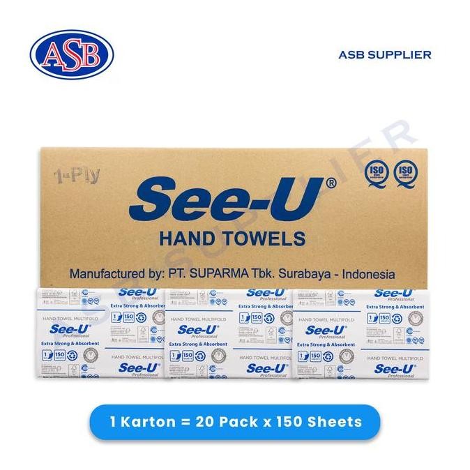 NEW [GROSIR] Tissue / Tisu SEE-U Hand Towel Multifold Sleeve Pack (150 Sheets)