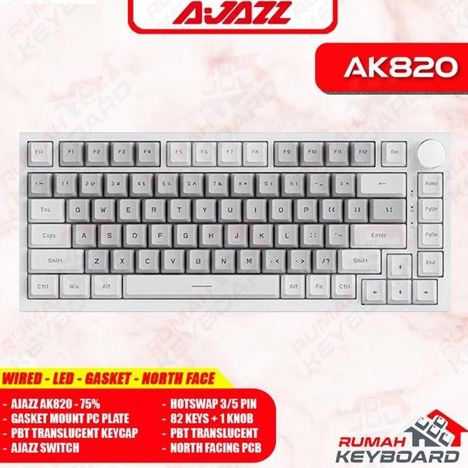 Mechanical Keyboard - Ajazz Ak820 - 75% - Dual Tone - Gasket - Hotwsap New Stok