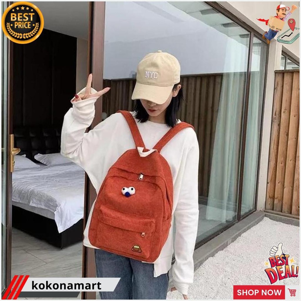 Lvrkids Tas Ransel Wanita Casual Backpack Sekolah Two Eye Lv0317 Original Produk