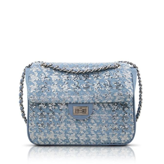 Sale Gobelini 1331 Jossy Flap Shoulder Bag Sequin - Denim/Dusk Blue