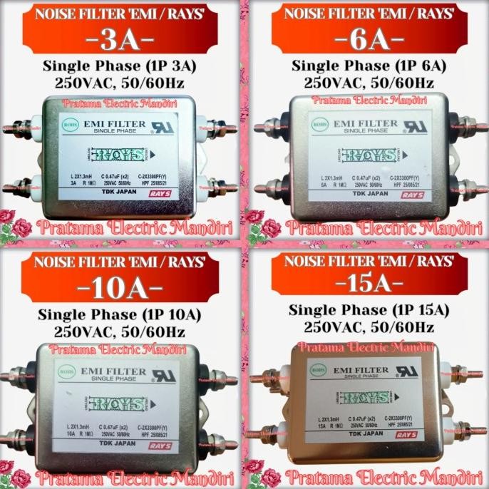 Murah EMI NOISE FILTER 3A 6A 10A SINGLE PHASE RAYS ORIGINAL Non COD