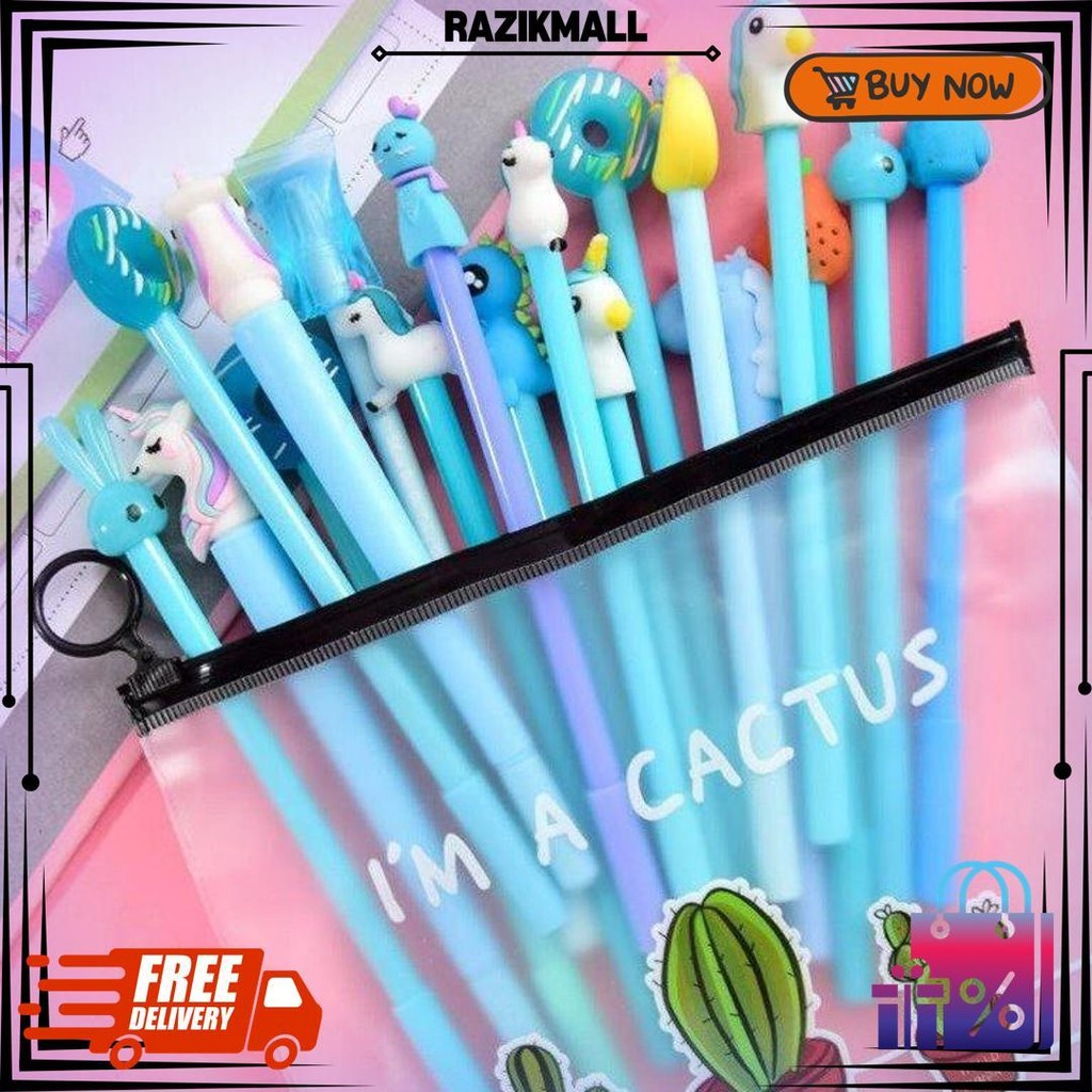 

Hl0078 Pena Set Karakter Cartoon Isi 20 Pcs Plus Pouch Transparant Pulpen Set D Promo 4.4