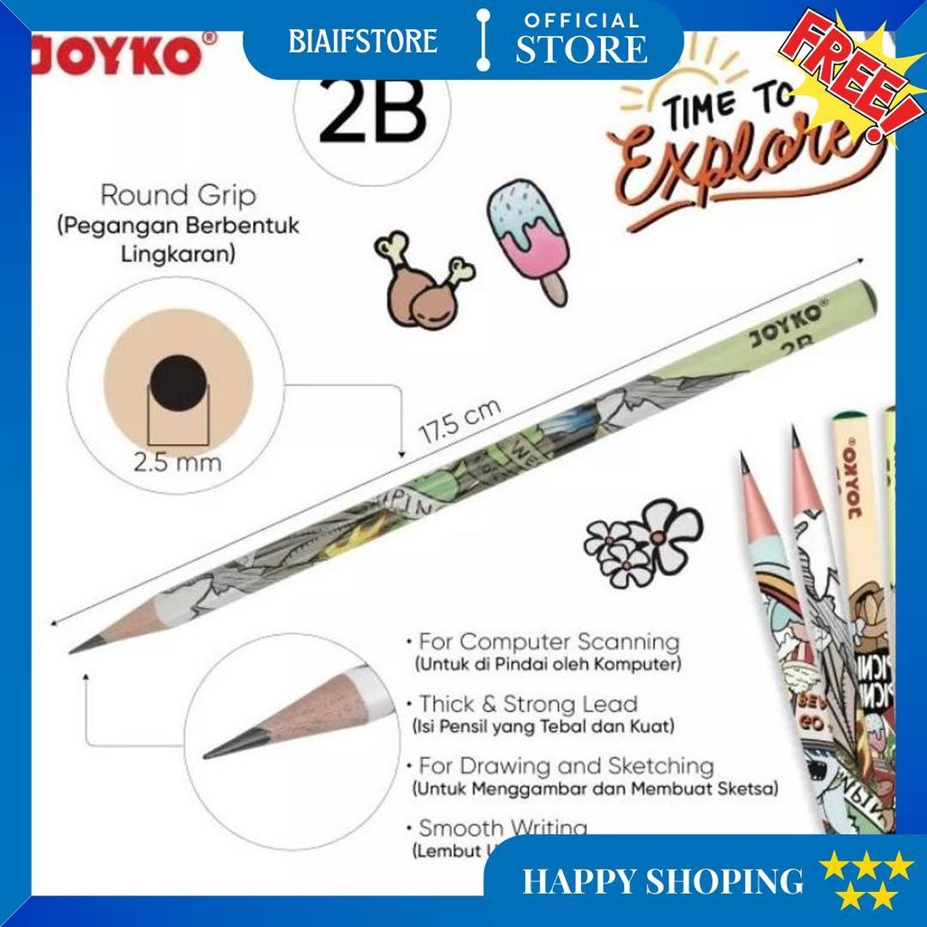 

Pensil Pencil Joyko P-8128 2B 1 Box 12 Pcs D Best Seller