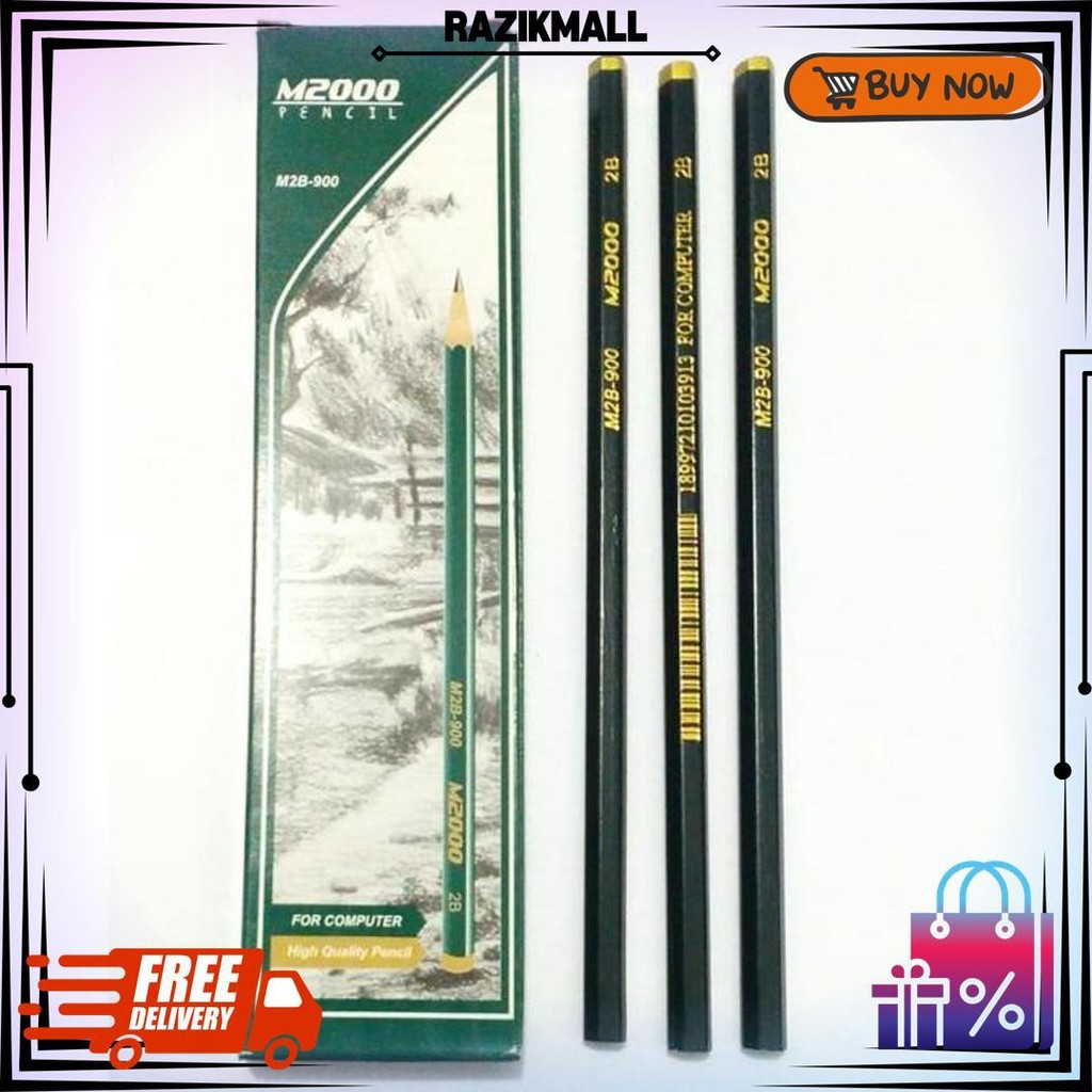

12 Pcs / 1 Lusin Pensil 2B M2000 Type M2B-900 D Terlaris