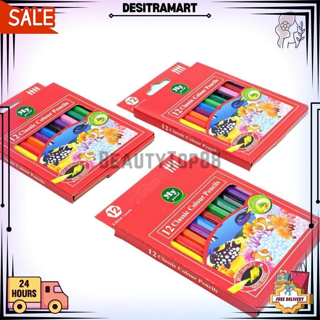 

Pensil 12 Warna Pendek Mini My Pencil / Color Pencil Paper Box Classic / Coloring Set Anak Anak D Promo 4.4