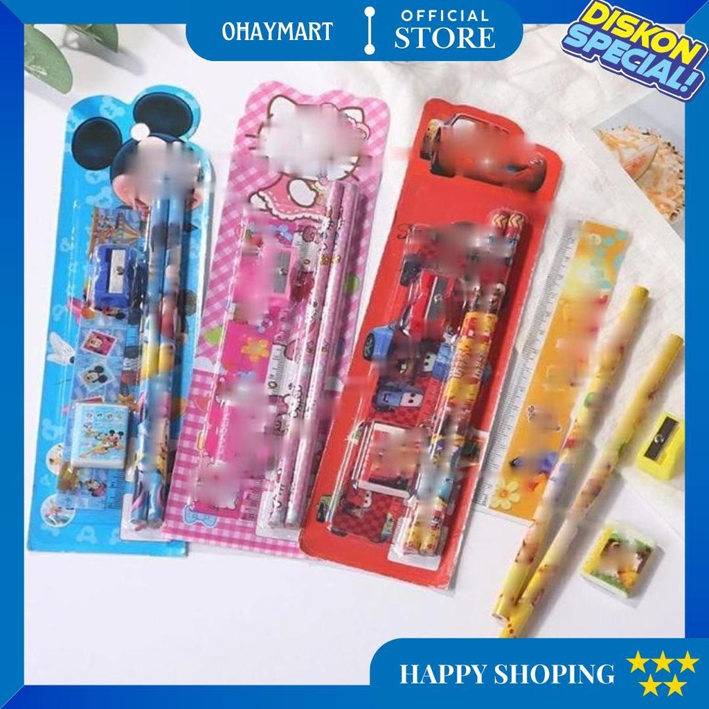 

Rd Stationery Set 5 In 1 Alat Tulis Anak Sekolah Penghapus Penggaris Pensil Serutan Karakter Lucu D Cod
