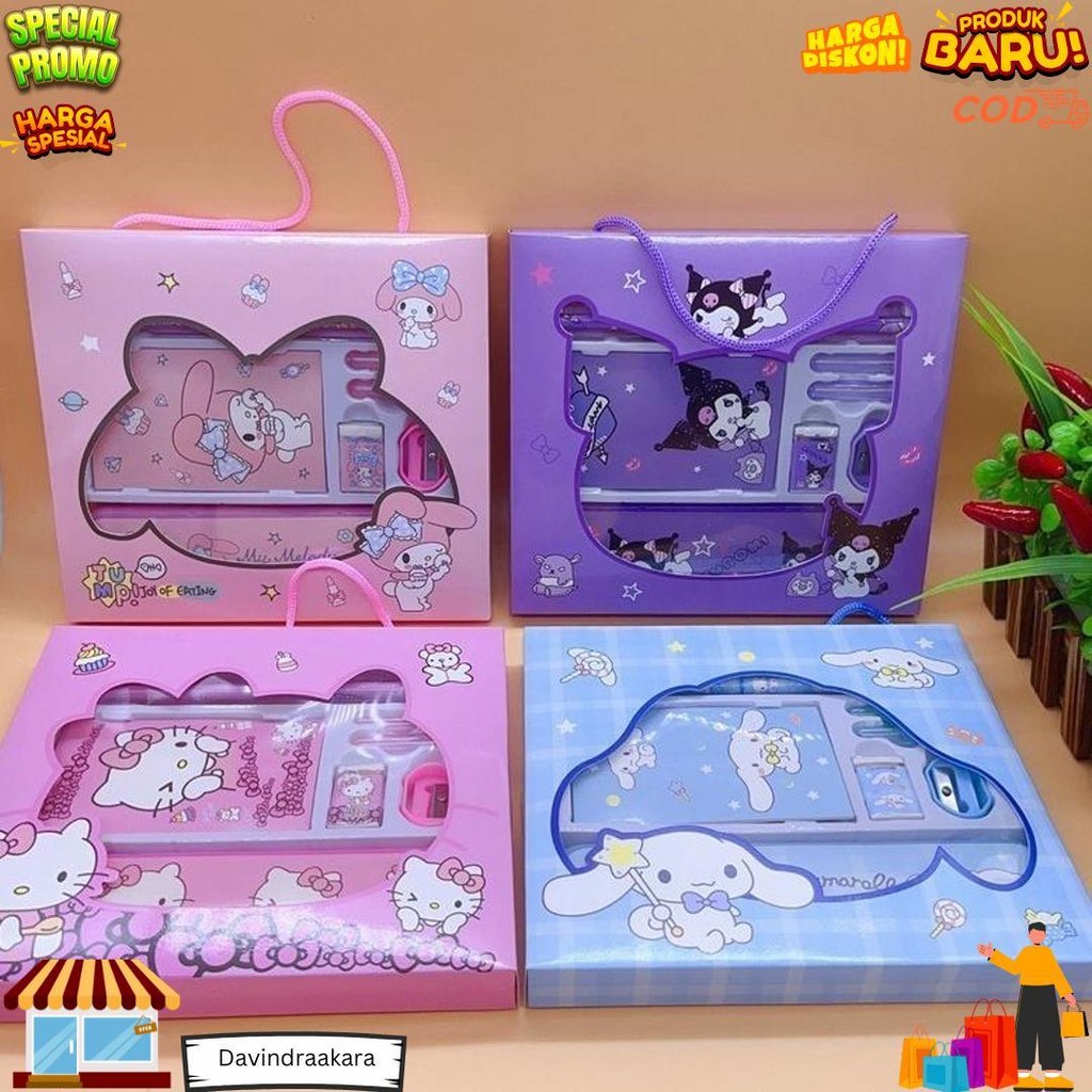 

(8Pcs) Set Alat Tulis Perlengkapan Sekolah Sanrio Alat Tulis 8 In 1 Tempat Pensil Penghapus Penggaris Rautan Cinnamorooll Kuromi Melody Kado Anak Sekolah D Gratis Ongkir