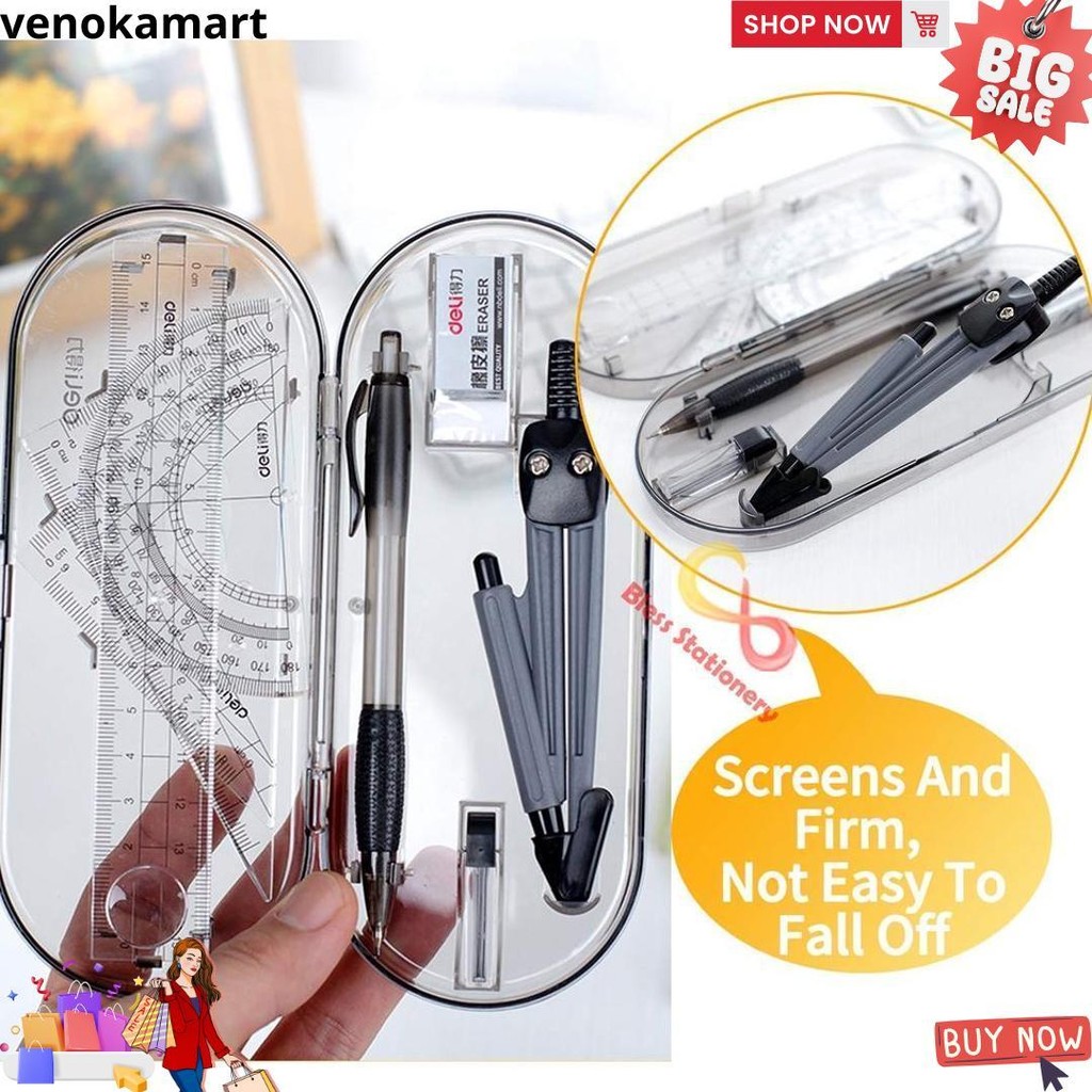 

Jangka Penggaris Busur Sekolah Deli Compass Drafting Set Square Ruler D Termurah