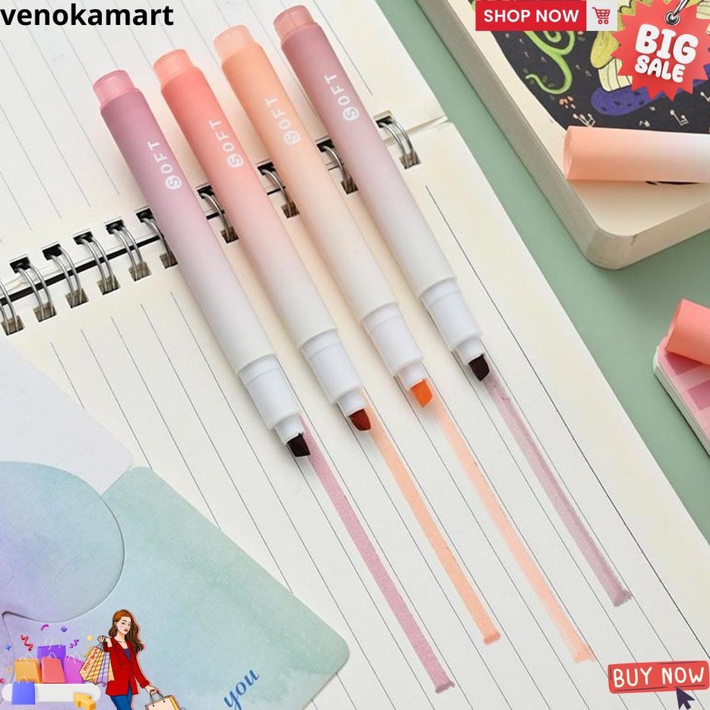

1 Set Isi 4 Highlighter Graduasi Warna Soft Lembut Aesthetic Stabilo/ 1 Set Stabillo Sketch Marker Art Painting/ Spidol Pen Marker Warna Gradasi Painting Multifungsi D Terlaris