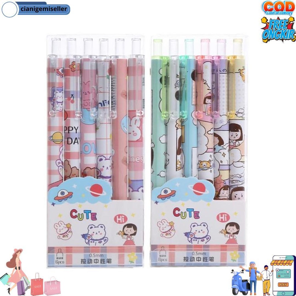 

Murmure.Id | 6Pcs Pulpen Gel Mekanik 0.5Mm / Ballpoint Mekanik Pulpen Set Isi 6 Pcs D Promo Puncak