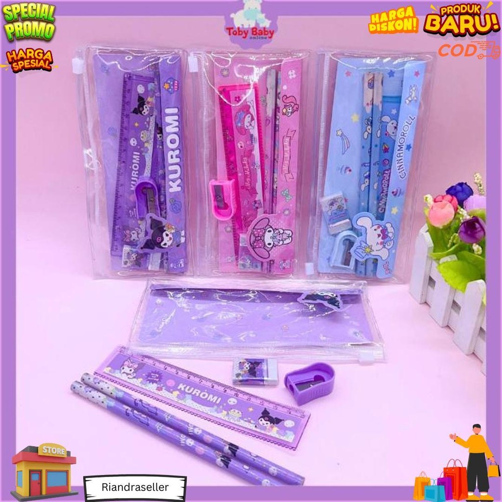 

Set Alat Tulis Sekolah Karakter Motif Sanrio Free Pouch 5 In 1 Lucu Cute Stationery D Terlaris