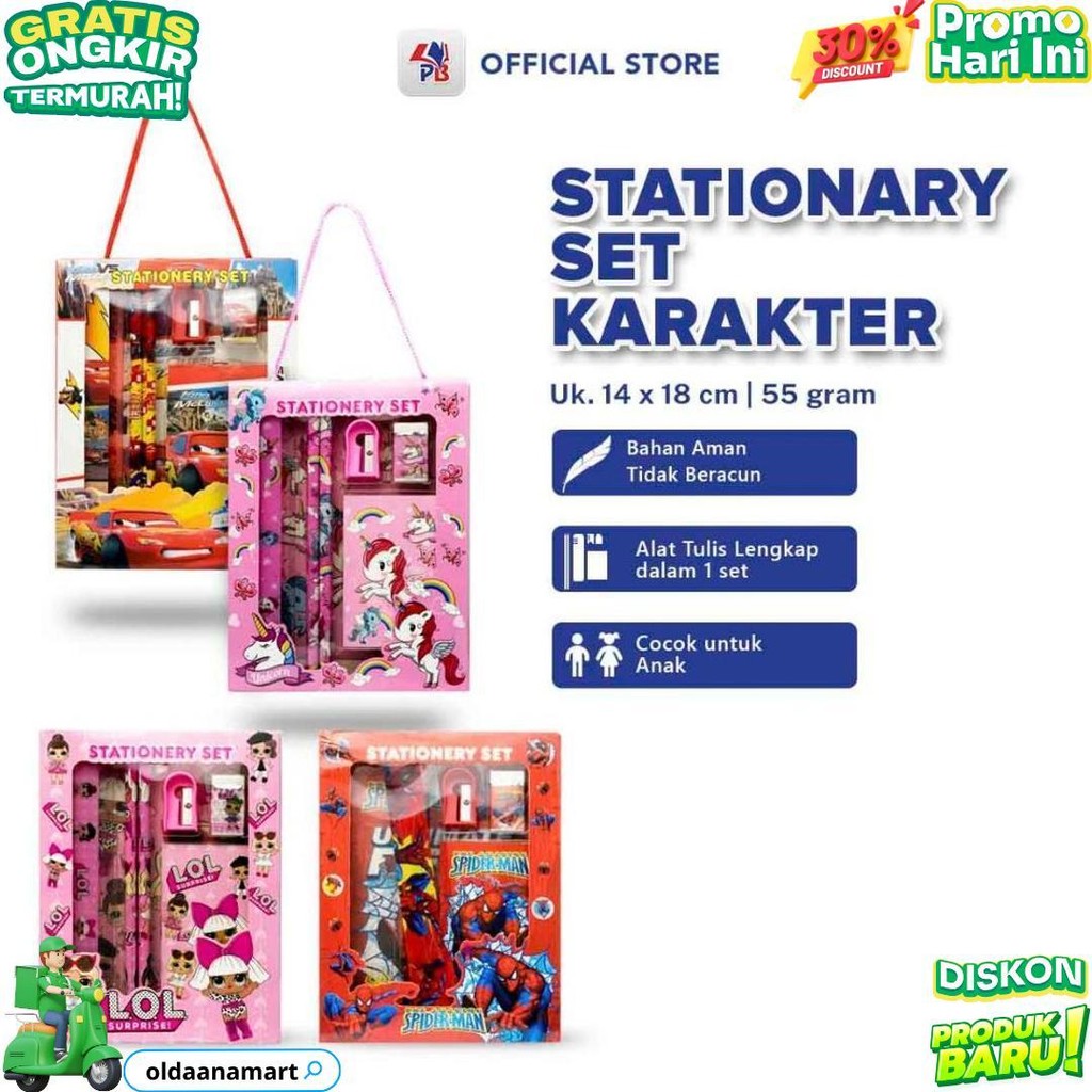 

Alat Tulis / Set Alat Tulis / Paket Alat Tulis Anak Stationery Set Karakter Untuk Tk Dan Sd / Pb Edukasi Anak - Pbnb D Promo 4.4