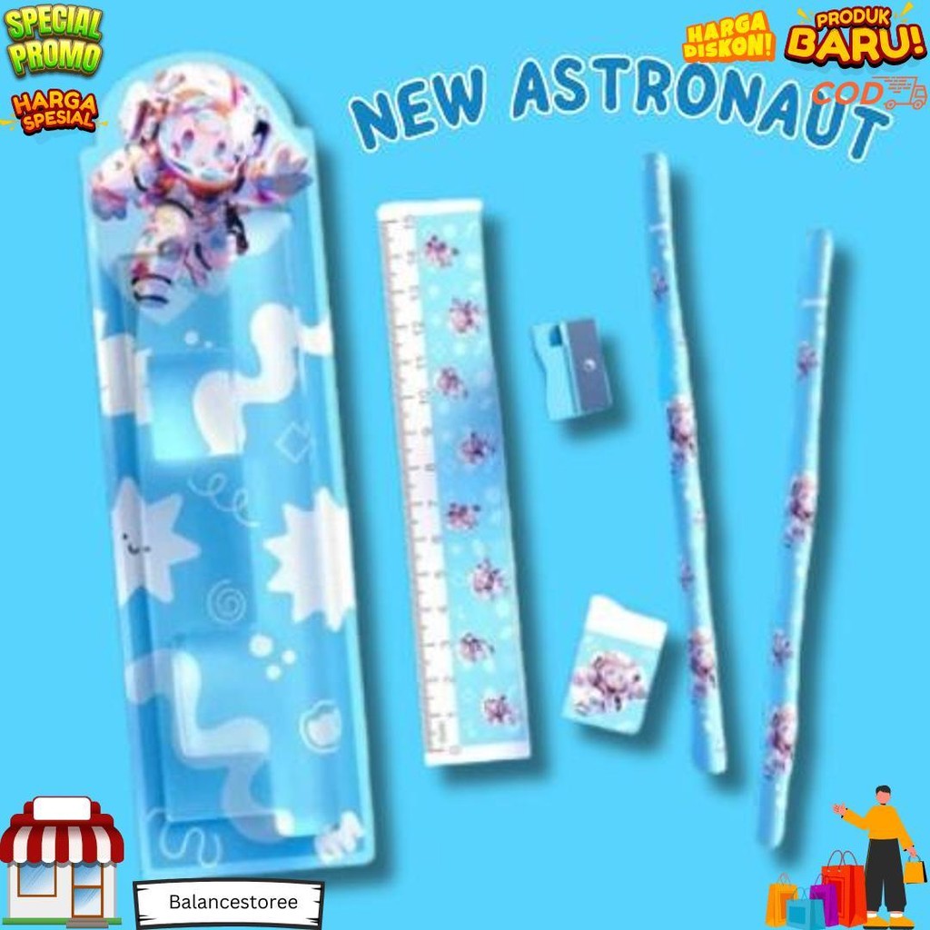 

1 Set Alat Tulis Anak Lucu / 1 Set Alat Tulis Isi 5 (5In1) D Gratis Ongkir