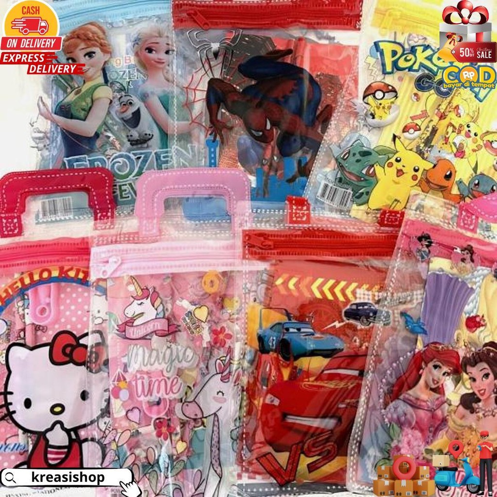 

Osm Jkt S6149 Set Alat Tulis 6 In 1 / Stationery Set Motif Karakter / Hampers Souvenir Birthday Anak / Set Mini Pouch Bag Karakter D Terlaris