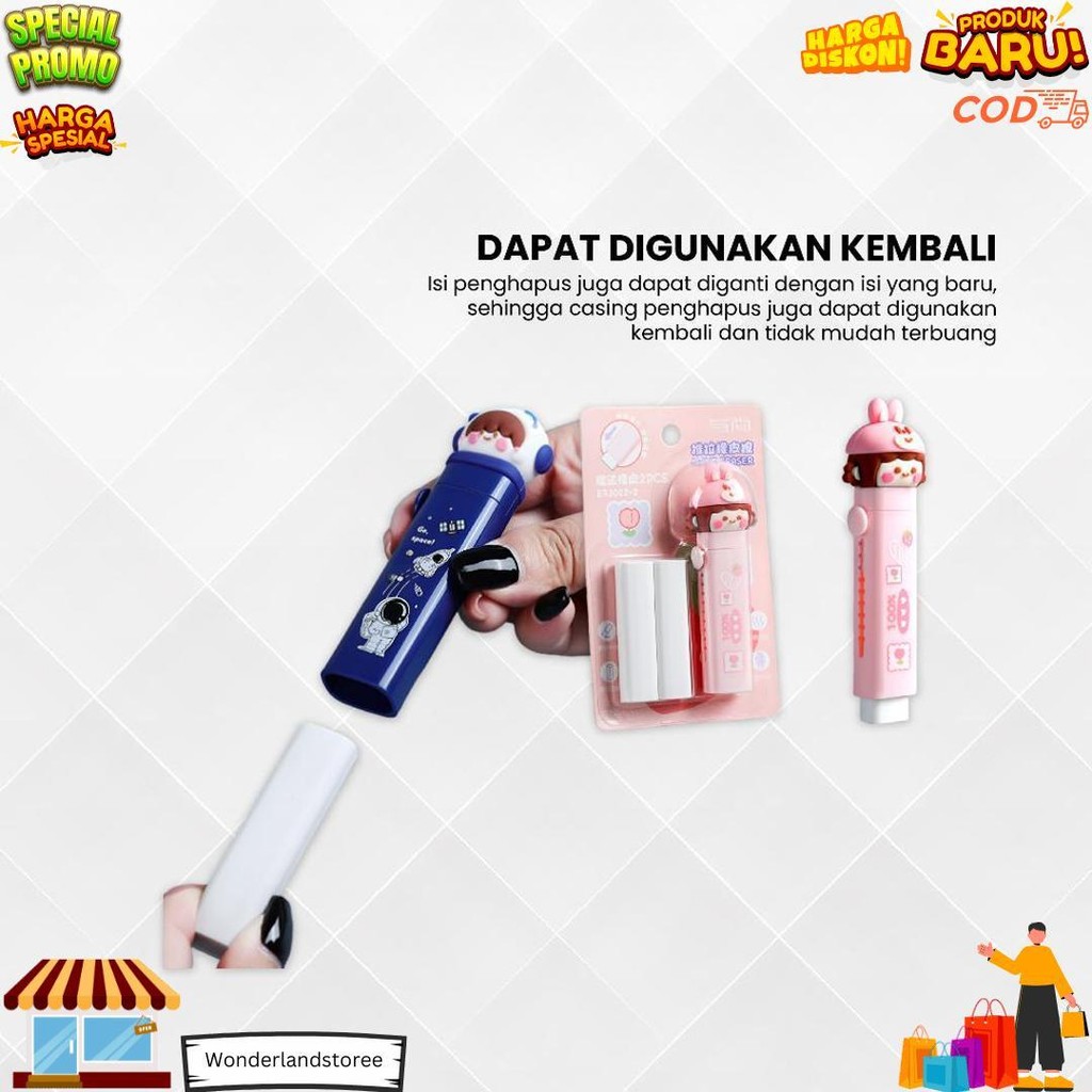 

Penghapus Pensil Mekanik Free 2Pcs Refill Penghapus Karakter Kartun 3D Sliding Eraser / Mechanical Eraser Perlengkapan Sekolah Anak / Penghapus Pensil Anak Import Stockami A78 D Sale