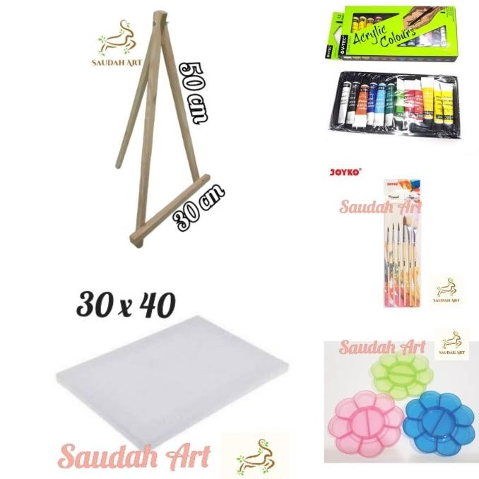 

Baru Paket Lukis Lengkap (Kanvas 30X40,Palet,Kuas,Cat Akrilik,Easel) Premium