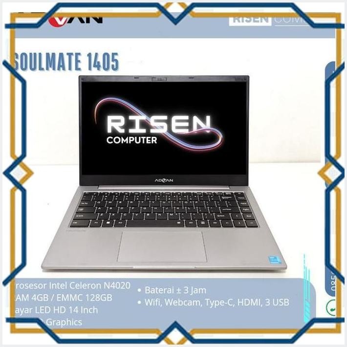 [SLS] SECOND LAPTOP ADVAN SOULMATE 1405 INTEL CELERON N4020 RAM 4GB EMMC 128GB NOTEBOOK 14INCH SEKEN