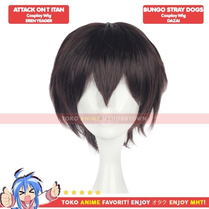 Promo Wig Cosplay Anime Bungou Stray Dogs : Osamu Dazai Dark Brown